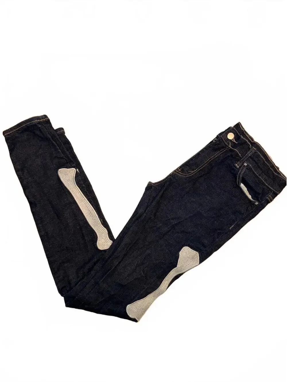 mnml Skeleton Bone Skinny Jeans Dark Wash Stretch Denim Size 33